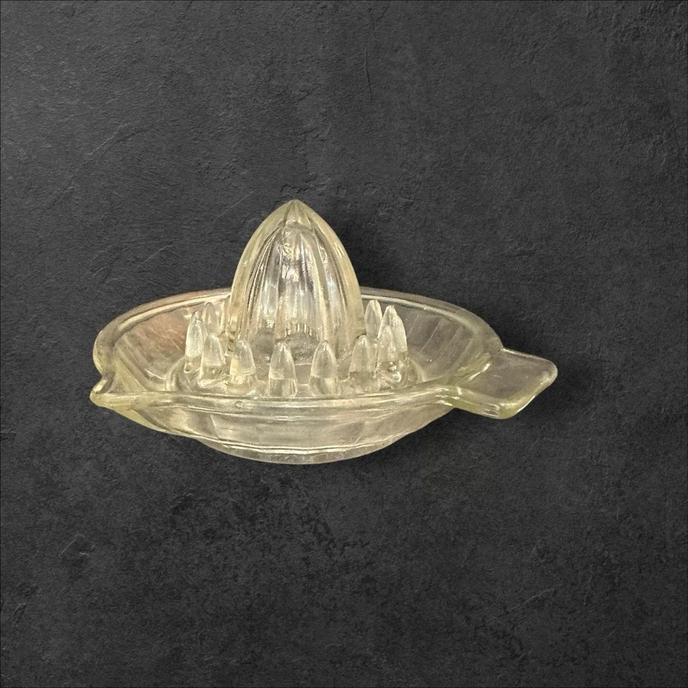 VINTAGE Reims France Clear Glass Juicer Reamer ORANGE‎ LIMES LEMONS L@@K Spikes